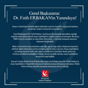 Genel Başkanımız Dr. Fatih ERBAKAN’ın Yanındayız